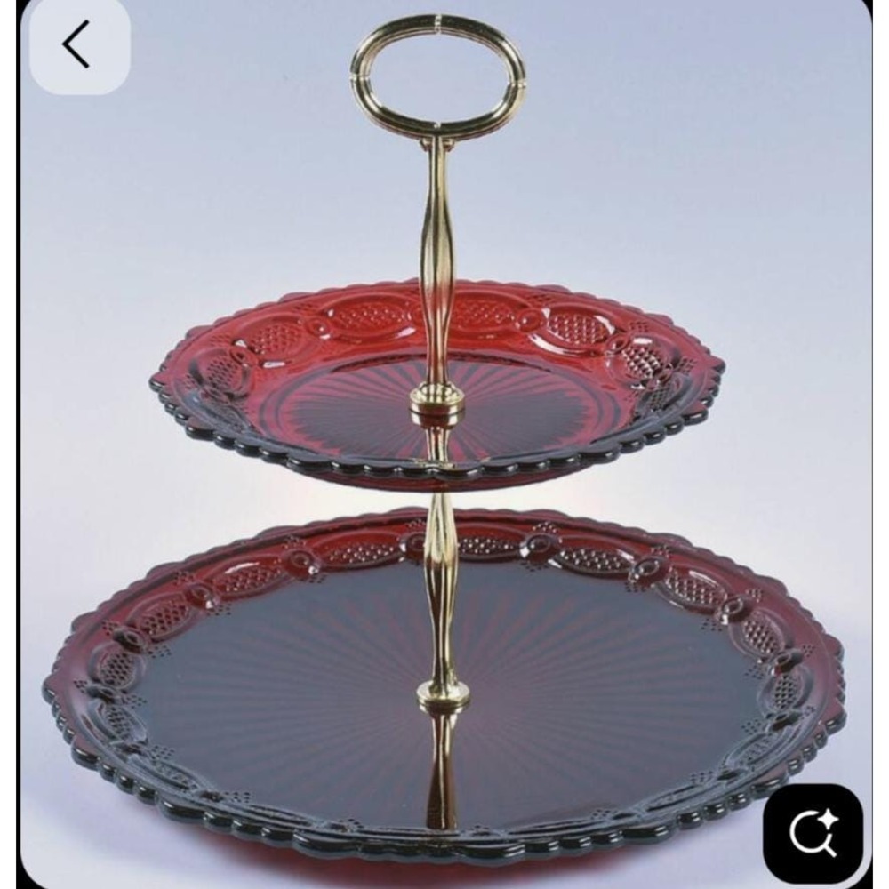 Vintage Avon Two Tier Server Ruby Red The 1876 Cape Cod Collection New In Box